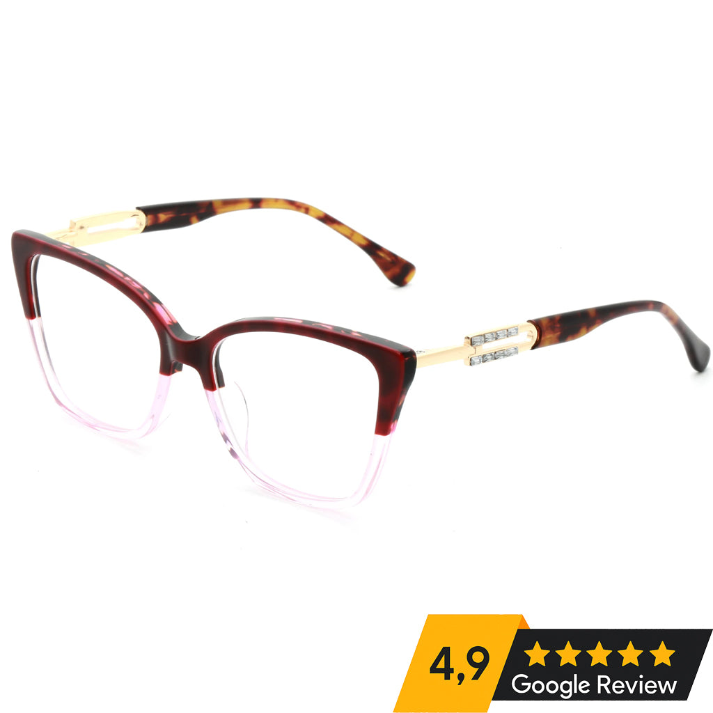 -9 G6244 New Custom Fashion Acetate Combined Metal Optical Glasses Cat Eye Women Eyewear