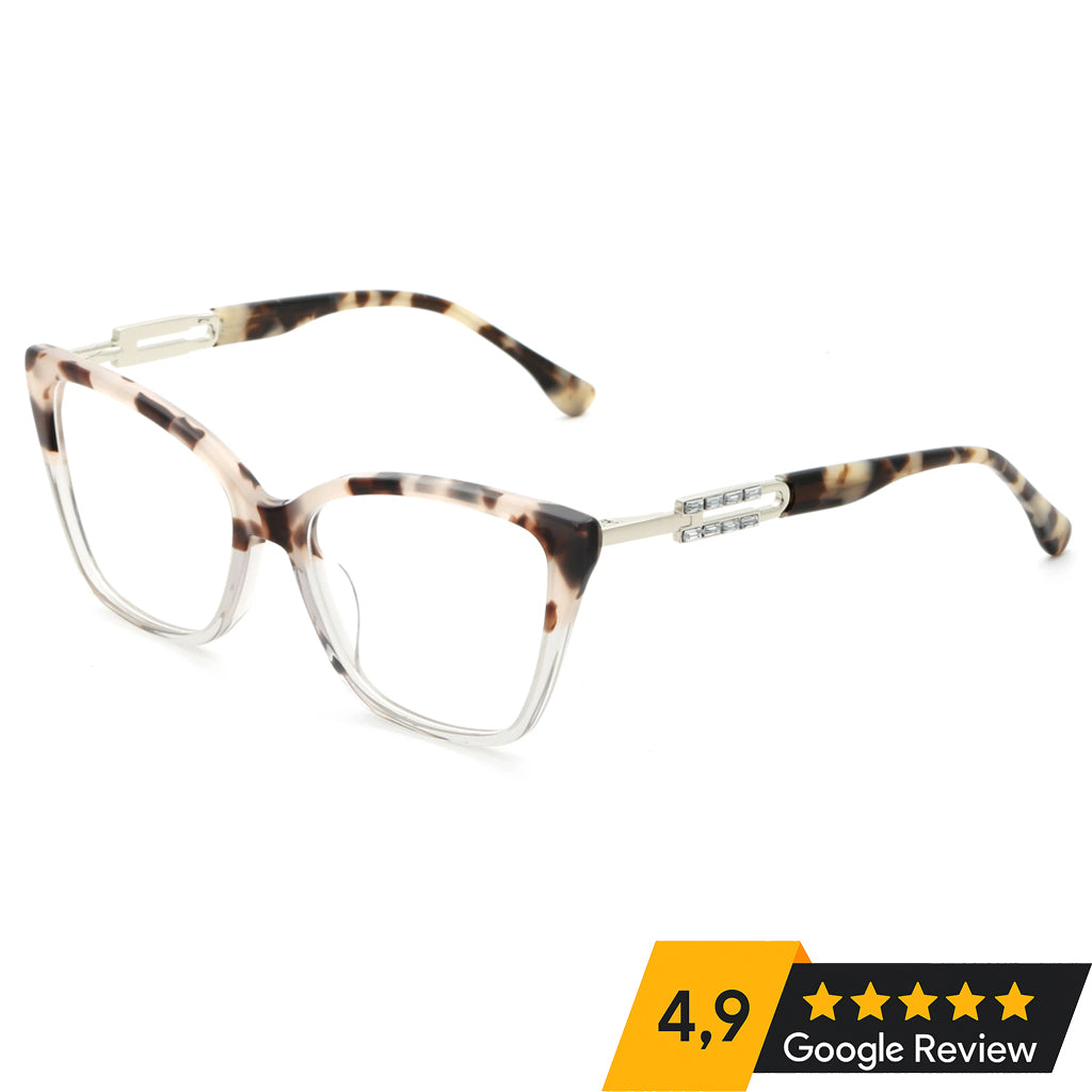 -9 G6244 New Custom Fashion Acetate Combined Metal Optical Glasses Cat Eye Women Eyewear