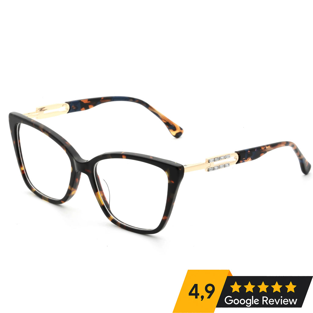-9 G6244 New Custom Fashion Acetate Combined Metal Optical Glasses Cat Eye Women Eyewear