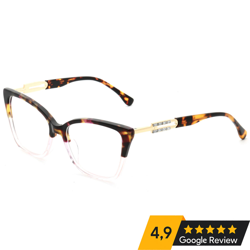 -9 G6244 New Custom Fashion Acetate Combined Metal Optical Glasses Cat Eye Women Eyewear