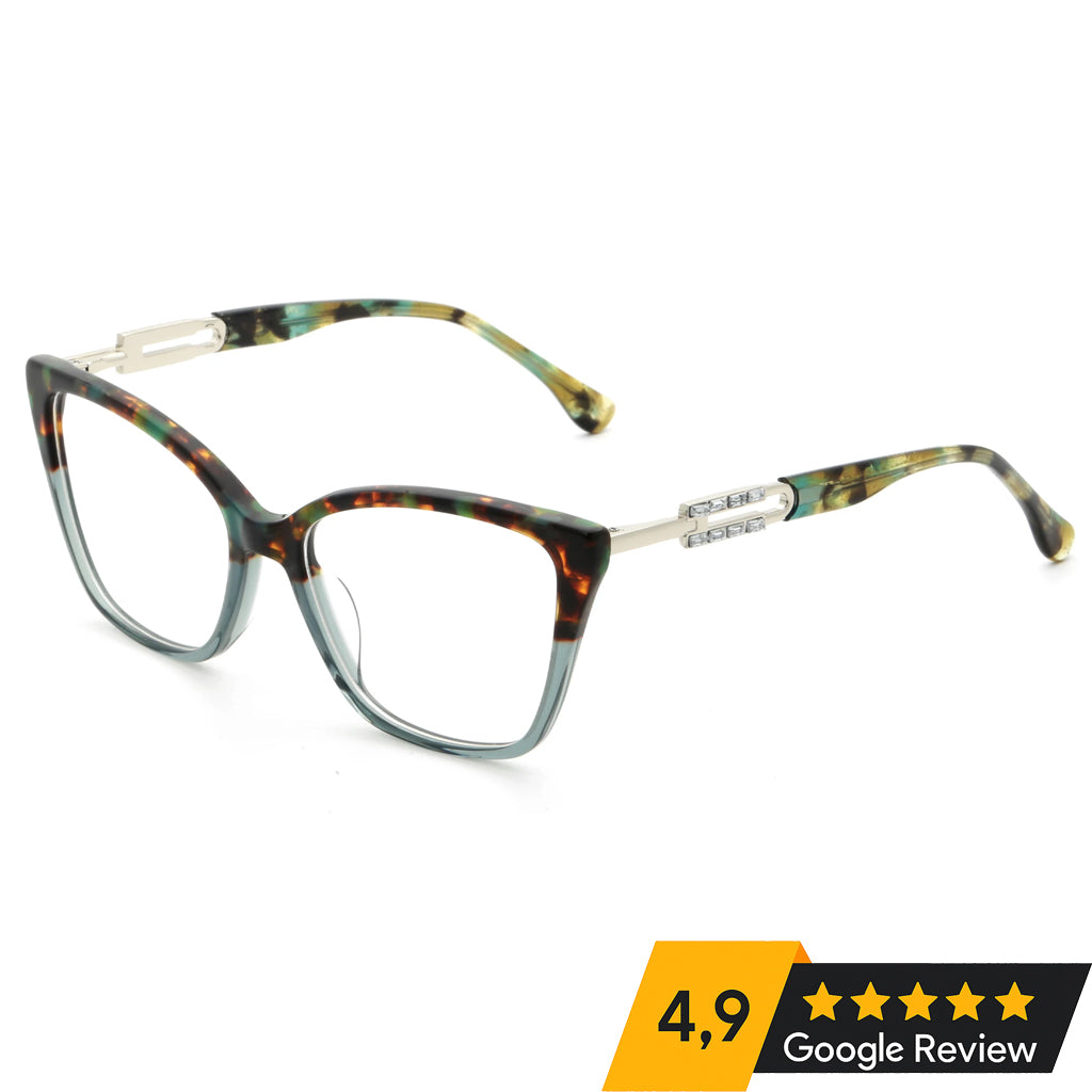 -9 G6244 New Custom Fashion Acetate Combined Metal Optical Glasses Cat Eye Women Eyewear